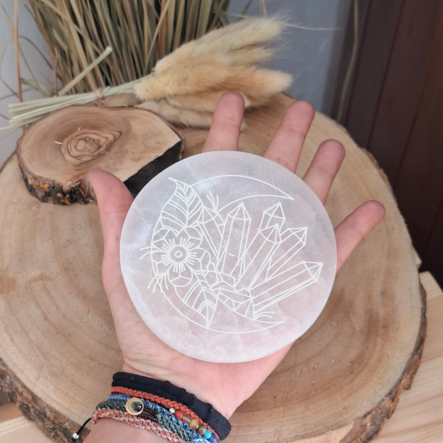 Placa de selenita Minerales y plantas
