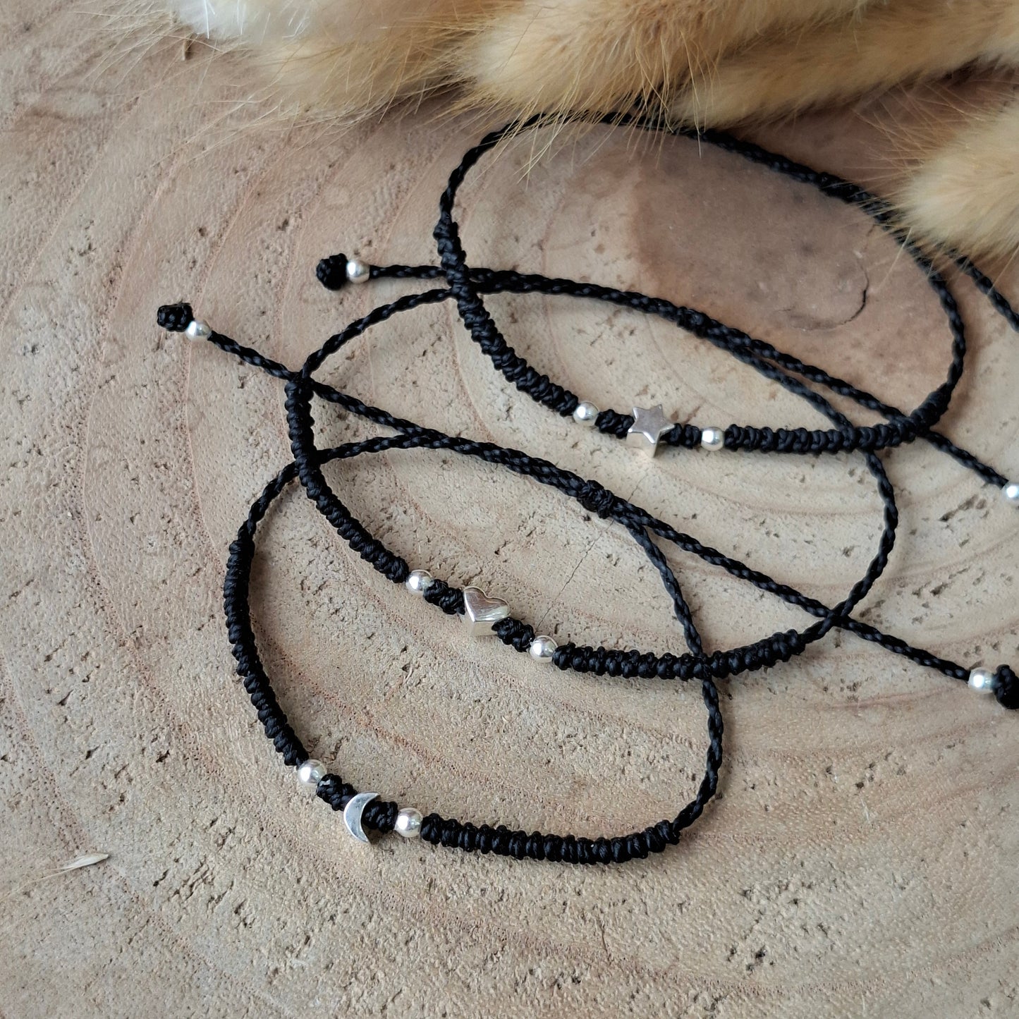 Pulseras CORAZÓN, ESTERLLA y LUNA plata