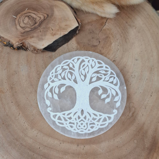 Placa de selenita con árbol de la vida.