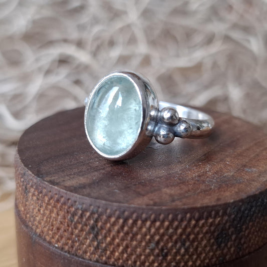 Anillo de plata 925 con aguamarina natural