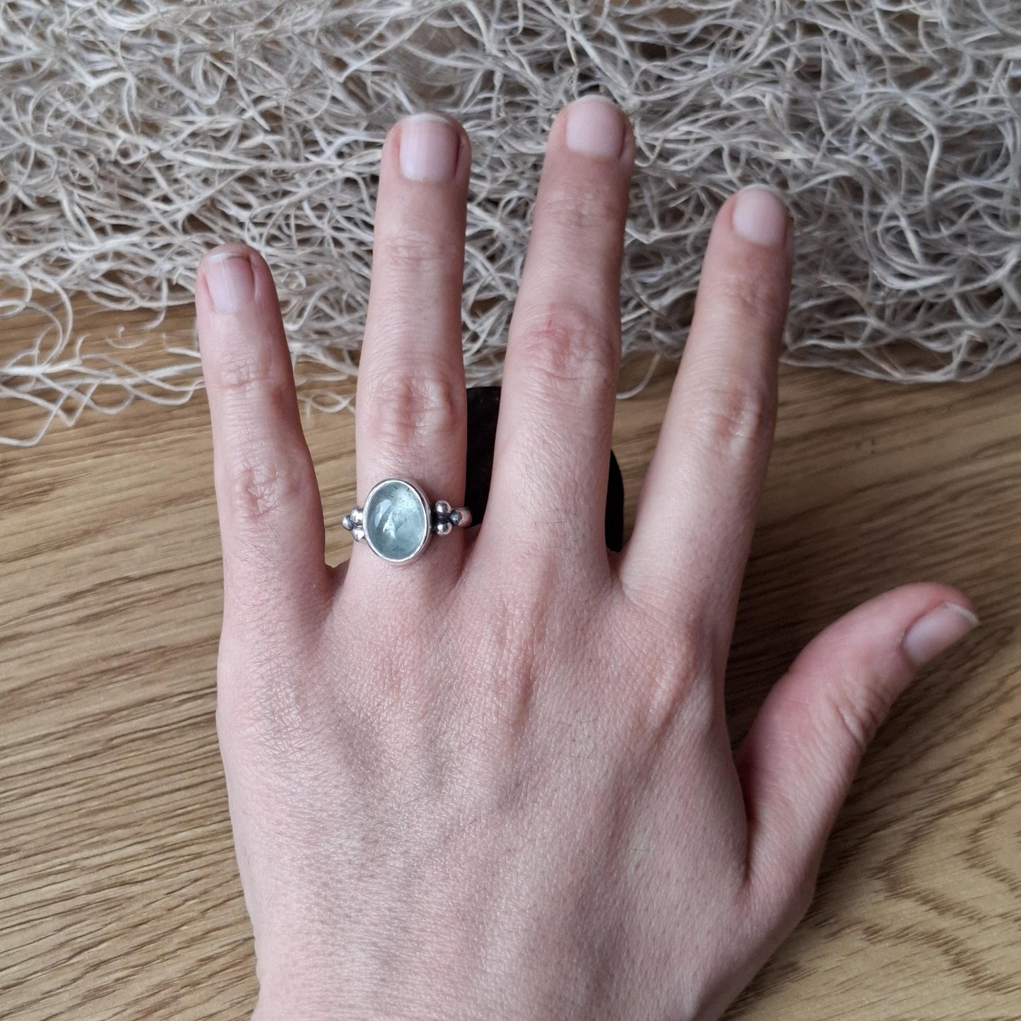 Anillo de plata 925 con aguamarina natural