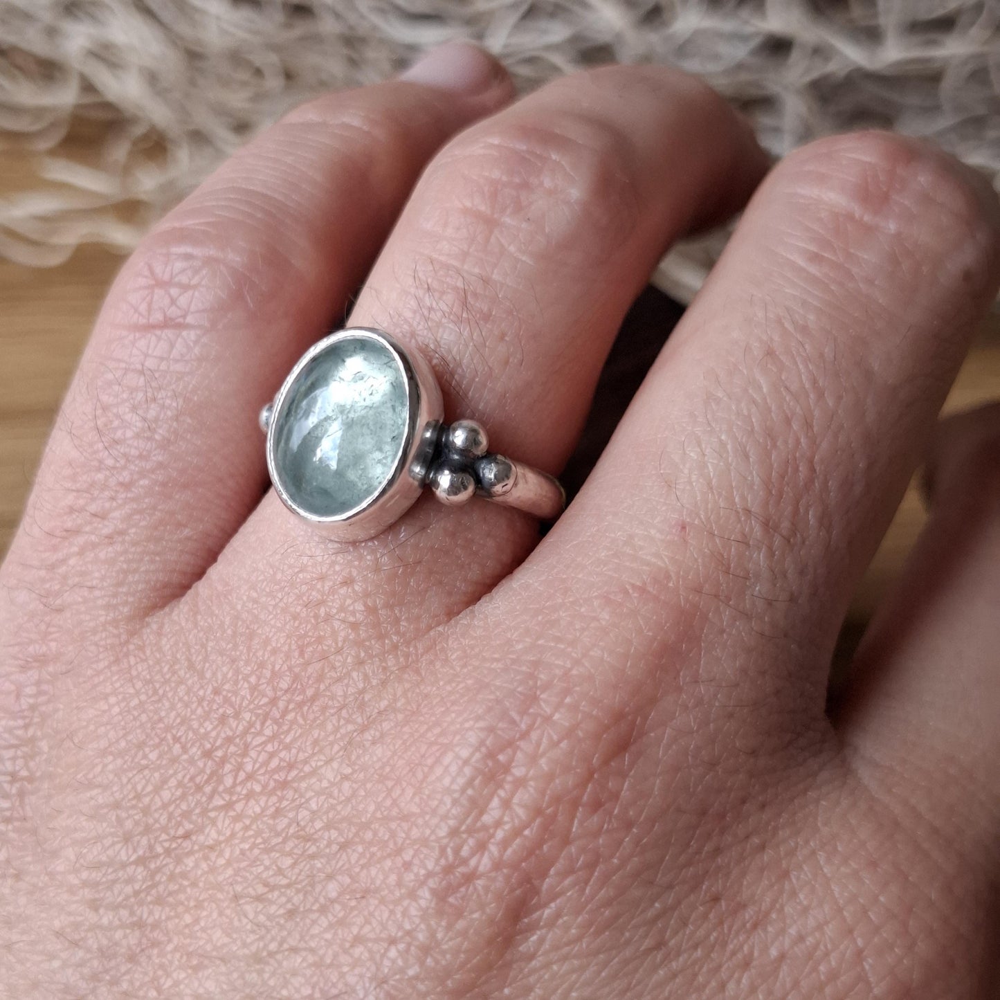 Anillo de plata 925 con aguamarina natural