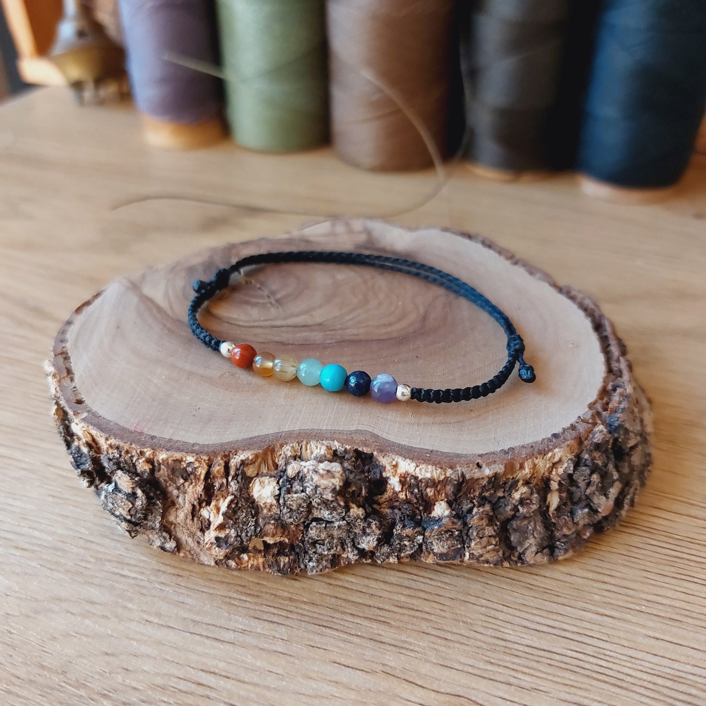 Pulsera 7 chakras mini. Minerales 4mm.