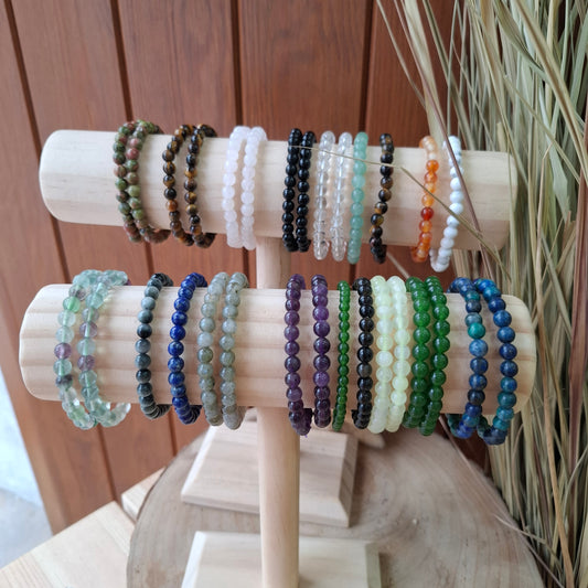 Pulseras MINERALES 6mm. Con goma elástica