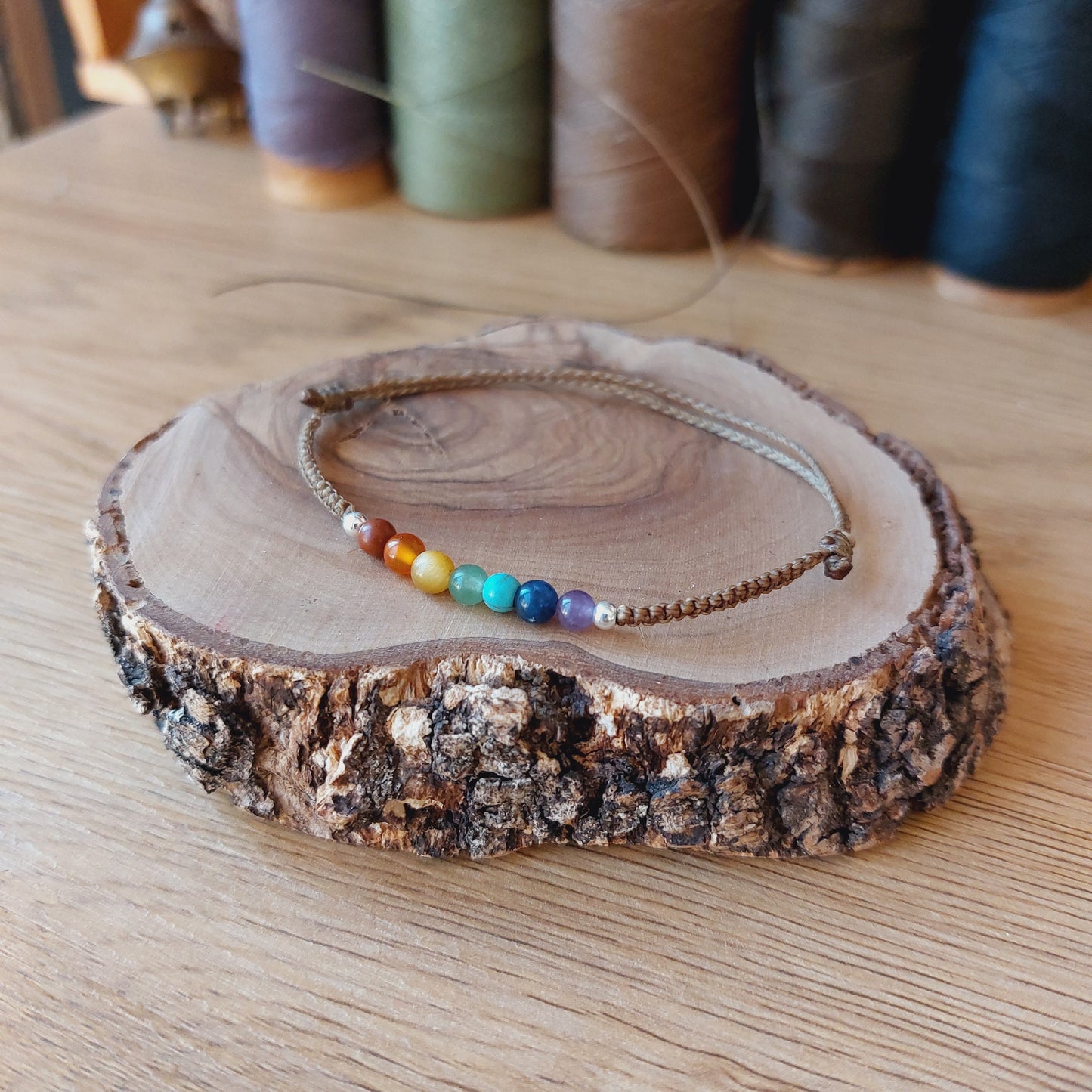 Pulsera 7 chakras mini. Minerales 4mm.