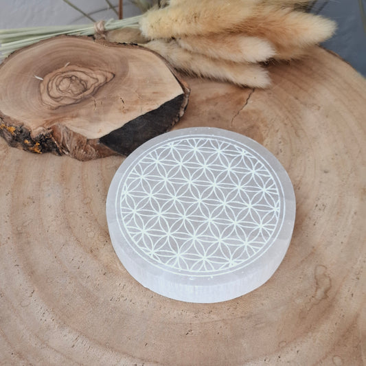 Placa de selenita Flor de la vida