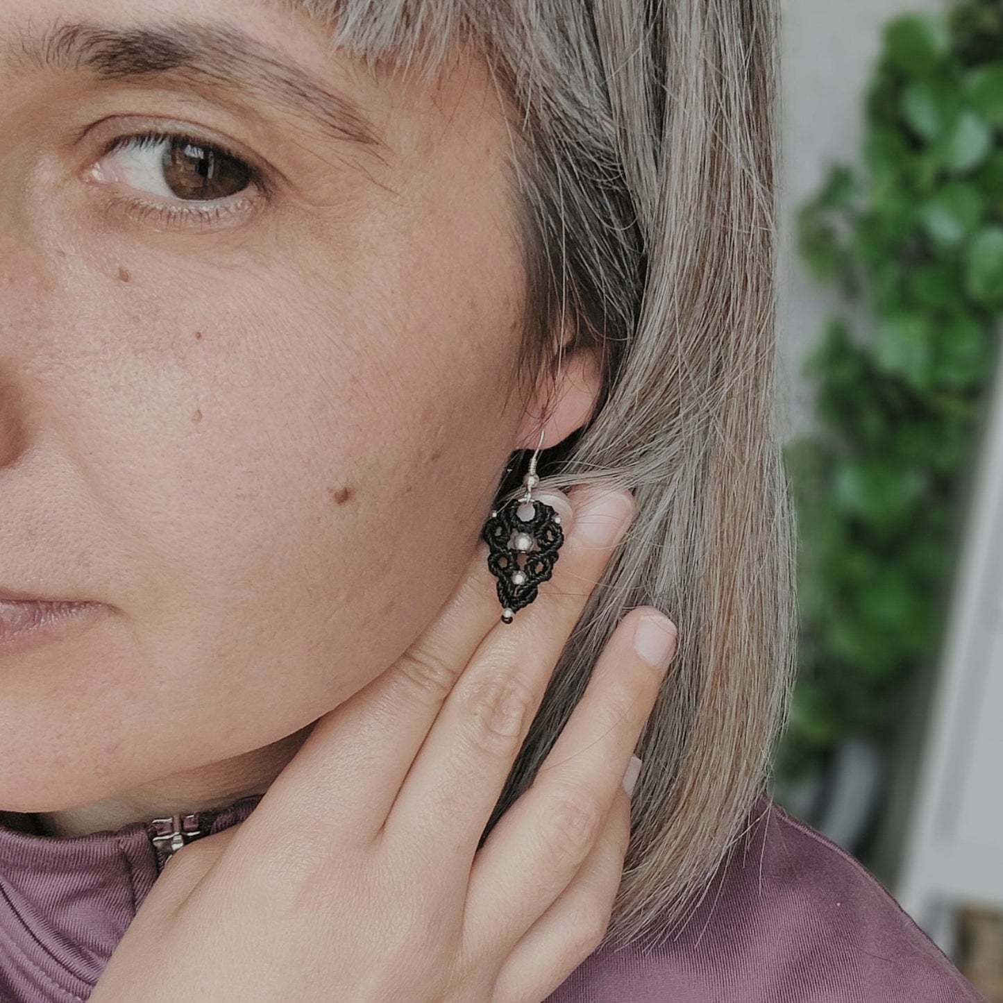 Pendientes de macramé y plata