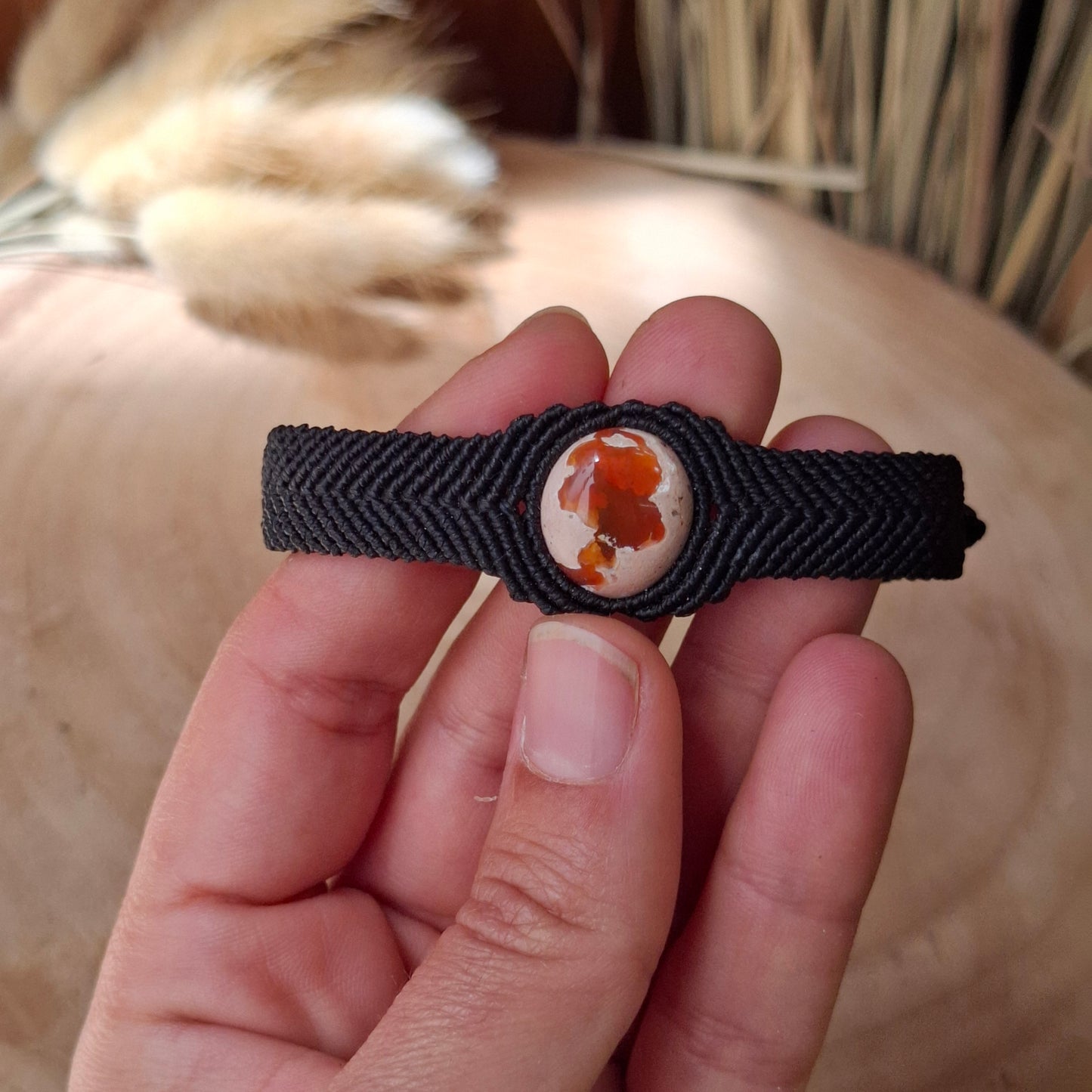 Pulsera ópalo de fuego. Hilo 0,5. Cierre hebilla 12mm