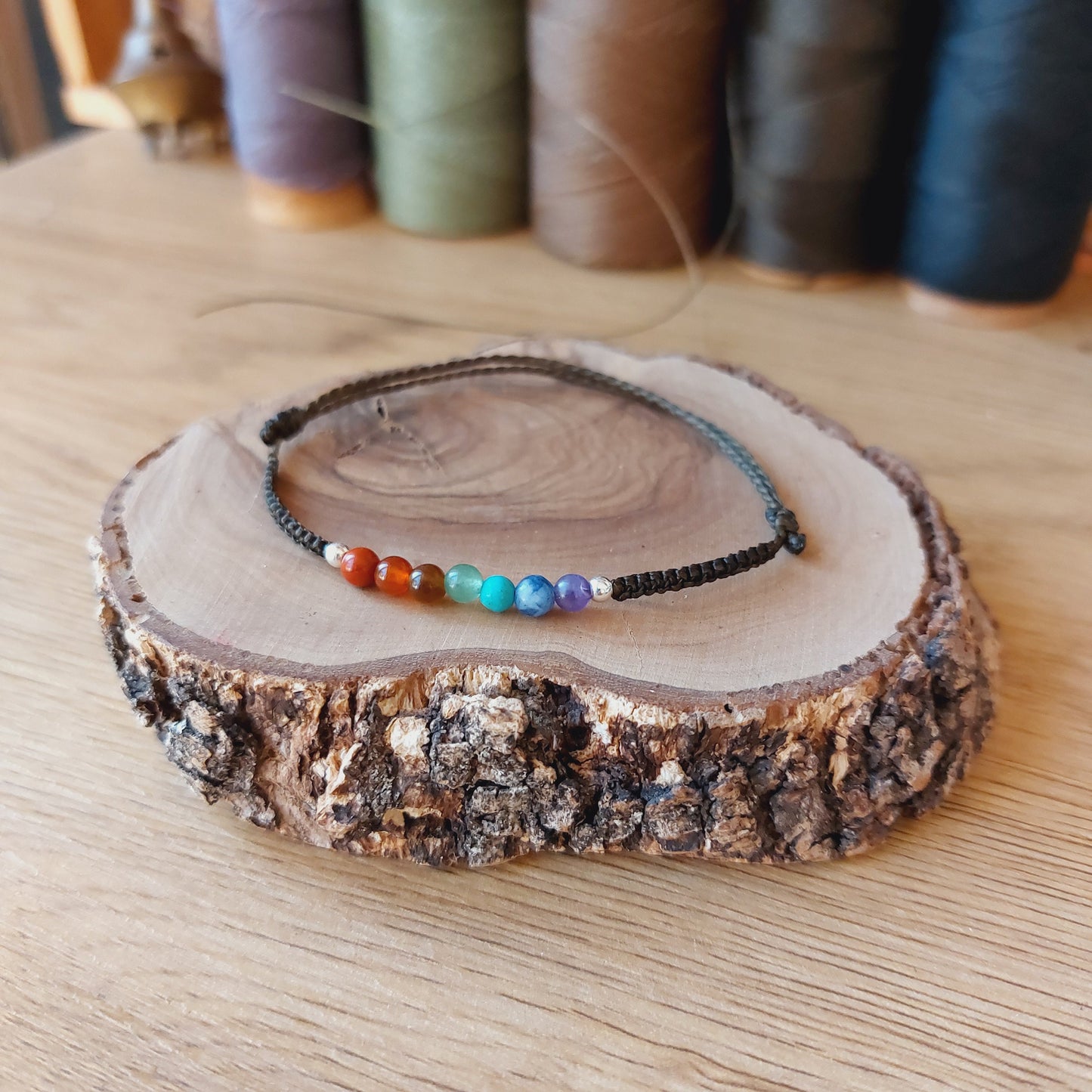 Pulsera 7 chakras mini. Minerales 4mm.