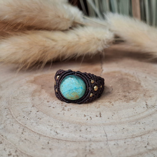 Anillo artesanal con crisocola