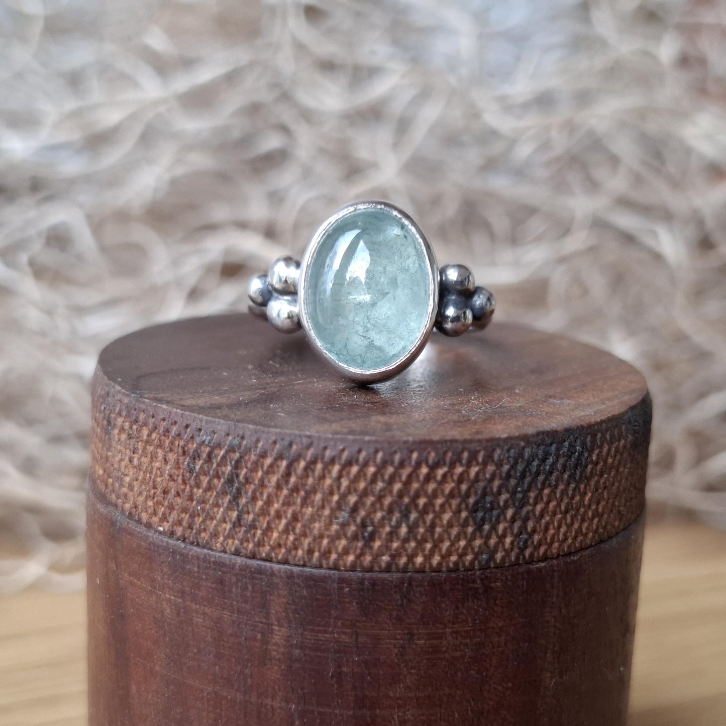 Anillo de plata 925 con aguamarina natural