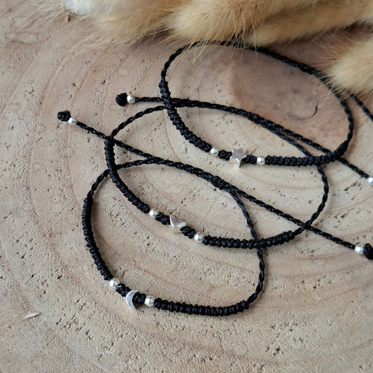 Pulseras CORAZÓN, ESTERLLA y LUNA plata