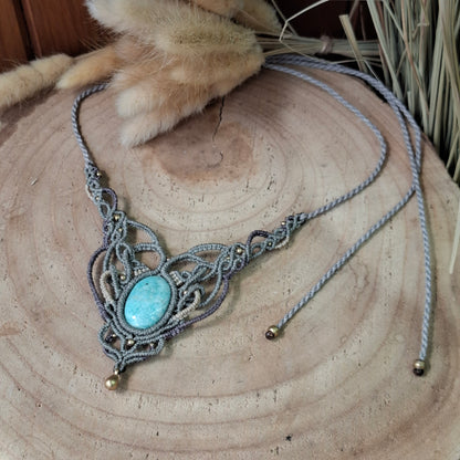 Collar único de macramé con Amazonita