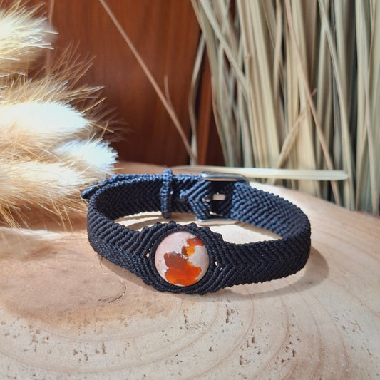 Pulsera ópalo de fuego. Hilo 0,5. Cierre hebilla 12mm