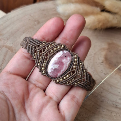 Pulsera de macramé con Rodocrosita