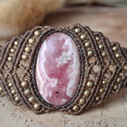 Pulsera de macramé con Rodocrosita