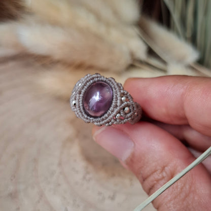 Anillo artesanal con amatista