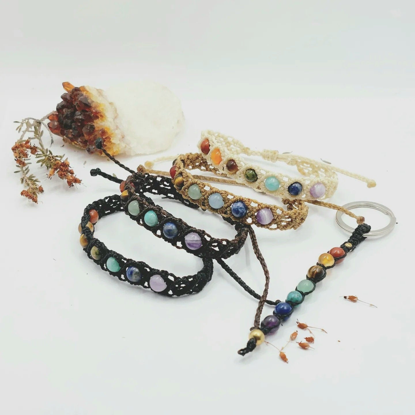Pulsera de los 7 chakras, minerales de 6mm.