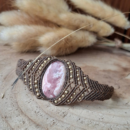 Pulsera de macramé con Rodocrosita